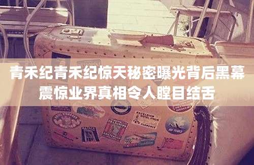 青禾纪青禾纪惊天秘密曝光背后黑幕震惊业界真相令人瞠目结舌