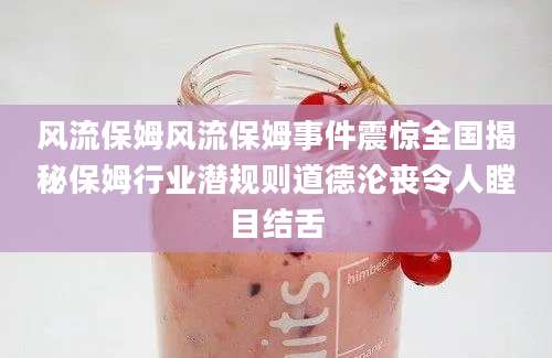 风流保姆风流保姆事件震惊全国揭秘保姆行业潜规则道德沦丧令人瞠目结舌