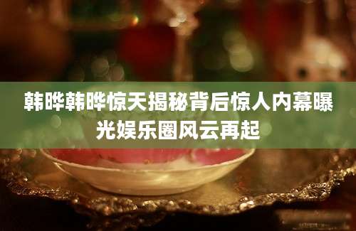 韩晔韩晔惊天揭秘背后惊人内幕曝光娱乐圈风云再起