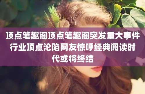 顶点笔趣阁顶点笔趣阁突发重大事件行业顶点沦陷网友惊呼经典阅读时代或将终结