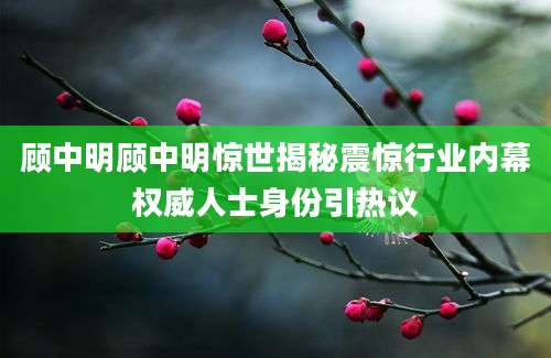 顾中明顾中明惊世揭秘震惊行业内幕权威人士身份引热议