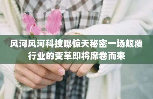风河风河科技曝惊天秘密一场颠覆行业的变革即将席卷而来