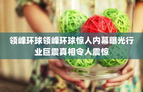 领峰环球领峰环球惊人内幕曝光行业巨震真相令人震惊