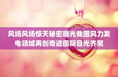 风场风场惊天秘密曝光我国风力发电领域再创奇迹国际目光齐聚