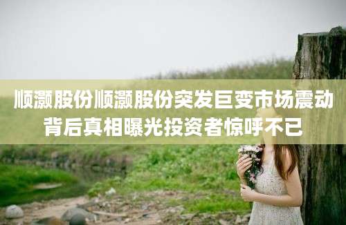顺灏股份顺灏股份突发巨变市场震动背后真相曝光投资者惊呼不已