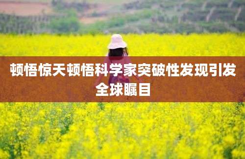 顿悟惊天顿悟科学家突破性发现引发全球瞩目