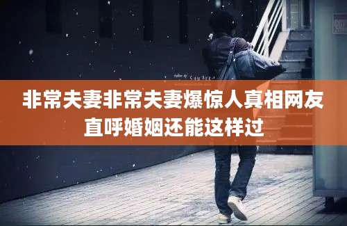 非常夫妻非常夫妻爆惊人真相网友直呼婚姻还能这样过