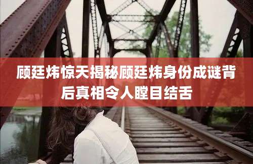 顾廷炜惊天揭秘顾廷炜身份成谜背后真相令人瞠目结舌