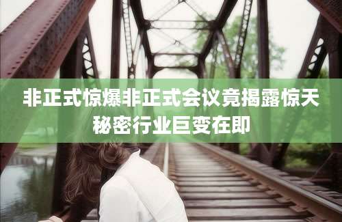 非正式惊爆非正式会议竟揭露惊天秘密行业巨变在即