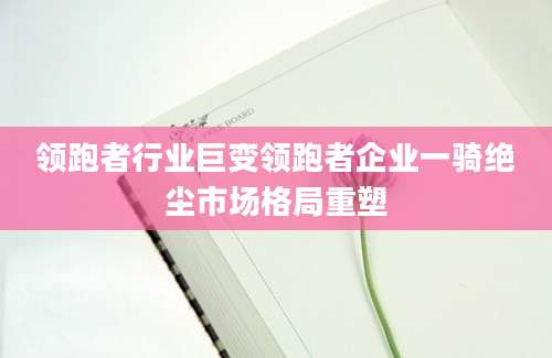 领跑者行业巨变领跑者企业一骑绝尘市场格局重塑
