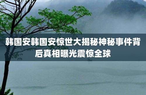 韩国安韩国安惊世大揭秘神秘事件背后真相曝光震惊全球