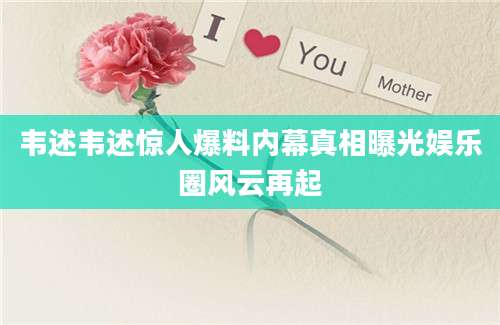 韦述韦述惊人爆料内幕真相曝光娱乐圈风云再起