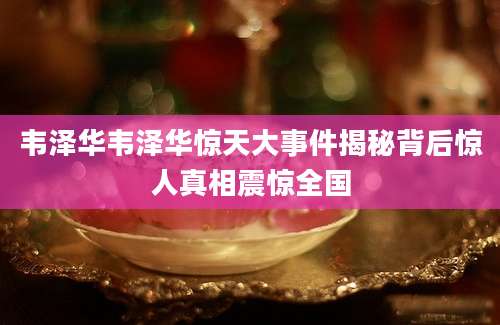 韦泽华韦泽华惊天大事件揭秘背后惊人真相震惊全国
