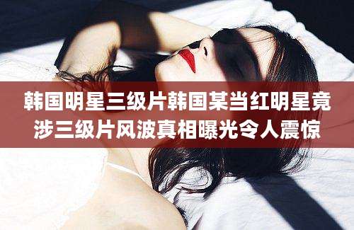 韩国明星三级片韩国某当红明星竟涉三级片风波真相曝光令人震惊