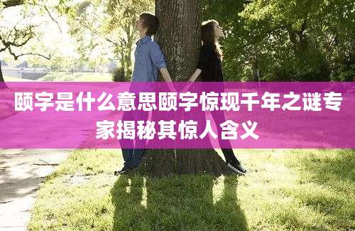 颐字是什么意思颐字惊现千年之谜专家揭秘其惊人含义
