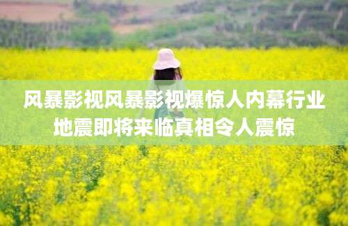 风暴影视风暴影视爆惊人内幕行业地震即将来临真相令人震惊