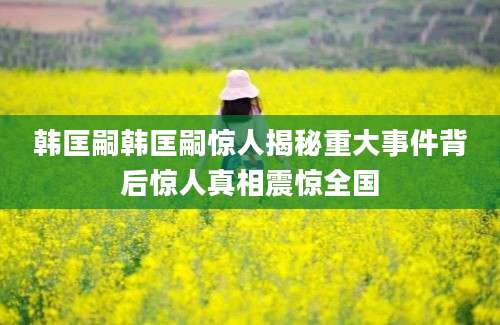 韩匡嗣韩匡嗣惊人揭秘重大事件背后惊人真相震惊全国