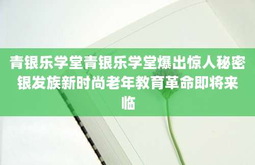青银乐学堂青银乐学堂爆出惊人秘密银发族新时尚老年教育革命即将来临