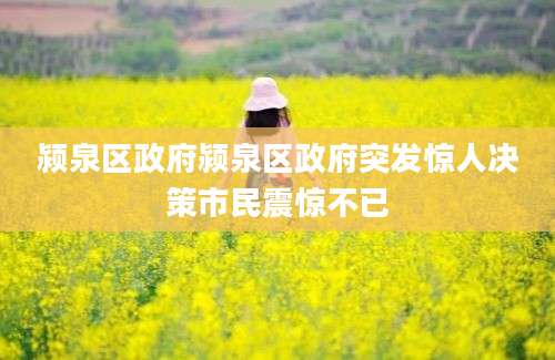 颍泉区政府颍泉区政府突发惊人决策市民震惊不已