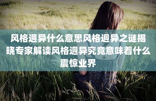风格迥异什么意思风格迥异之谜揭晓专家解读风格迥异究竟意味着什么震惊业界