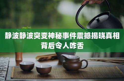 静波静波突变神秘事件震撼揭晓真相背后令人咋舌